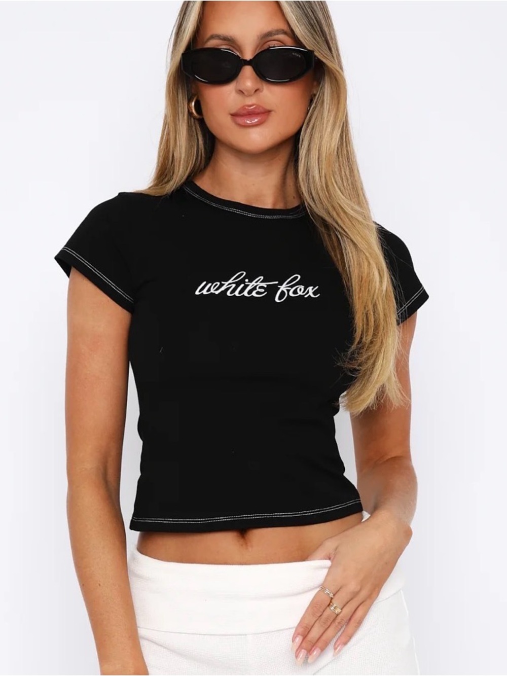 LIKE NEW! White Fox The Original Baby Tee Black 🖤